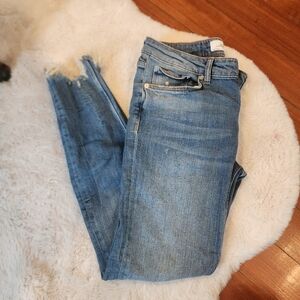 Zara Distressed Blue Ankle Jeans